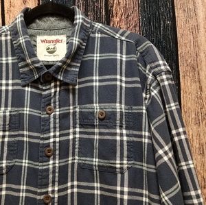 Long Sleeve Cotton Blue and White Plaid Shirt